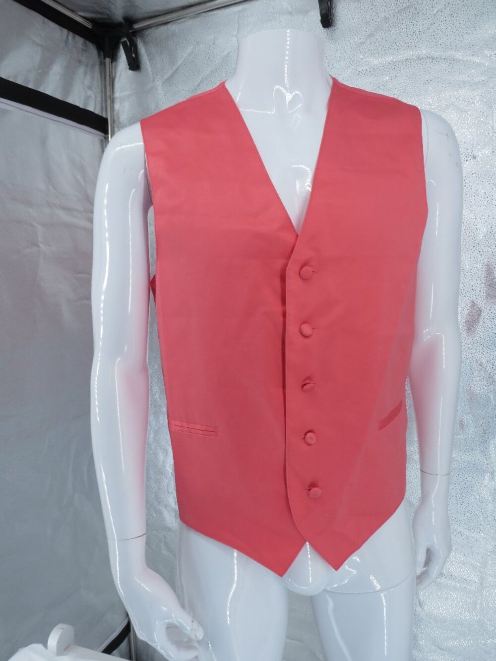 Vesuvio Napoli Coral Pink Men's Formal Vest Waistcoat Size M Italian Wedding